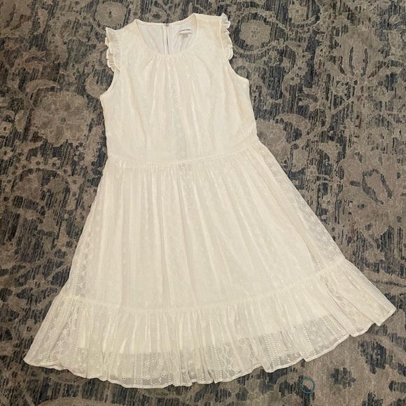 Calvin Klein White Eyelet Lace Fit & Flare Fully Lined Midi Dress: 10P - Picture 2 of 16